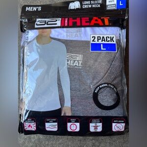 2 pack Men’s Heat long sleeve crew‎ neck shirts size Large